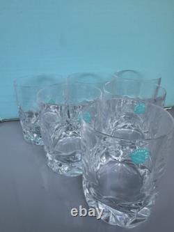 6 Tiffany & Co. Crystal Rock Double Old Fashioned Tumbler Glasses 3 3/4 Mint