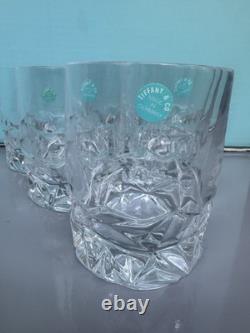 6 Tiffany & Co. Crystal Rock Double Old Fashioned Tumbler Glasses 3 3/4 Mint