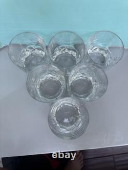 6 Tiffany & Co. Crystal Rock Double Old Fashioned Tumbler Glasses 3 3/4 Mint