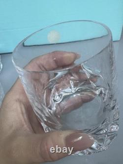 6 Tiffany & Co. Crystal Rock Double Old Fashioned Tumbler Glasses 3 3/4 Mint