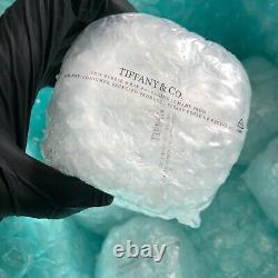 6- Tiffany Crystal Glasses Double Old Fashioned Plaid Tumbler New In Box #86g