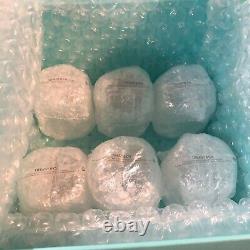 6- Tiffany Crystal Glasses Double Old Fashioned Plaid Tumbler New In Box #86g