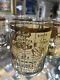 (6) VTG Mid Century Cera 22K Gold World Atlas Maps Double Old Fashioned Glasses