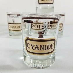 6 VTG Name Your Poison Glass Double Old Fashioned Whiskey Cora Cera MCM Bar Set