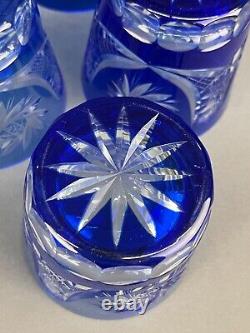 6 Vintage AJKA ALBRACCA Crystal Cobalt Blue Double Old-Fashioned 3 3/4 Glasses