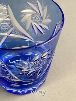 6 Vintage AJKA ALBRACCA Crystal Cobalt Blue Double Old-Fashioned 3 3/4 Glasses