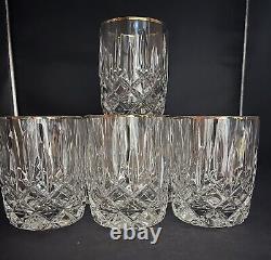 6 Vintage Gorham Lady Anne Crystal Lowball Double Old-Fashioned Glasses Gold Rim