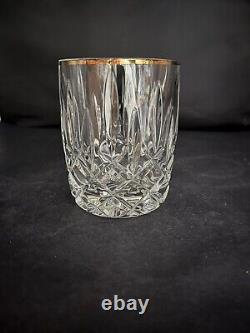 6 Vintage Gorham Lady Anne Crystal Lowball Double Old-Fashioned Glasses Gold Rim