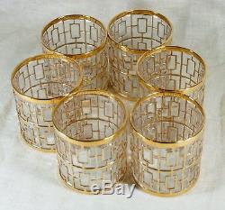6 Vintage Imperial Shoji Trellis Double Old Fashioned Glasses MID Century