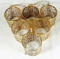 6 Vintage Imperial Shoji Trellis Double Old Fashioned Glasses MID Century