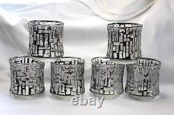 6 Vintage Libbey Brutalist Platinum ARTICA 3.5 Double Old Fashioned / Tumblers