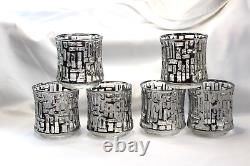 6 Vintage Libbey Brutalist Platinum ARTICA 3.5 Double Old Fashioned / Tumblers