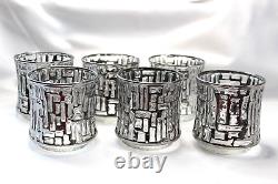 6 Vintage Libbey Brutalist Platinum ARTICA 3.5 Double Old Fashioned / Tumblers