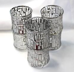 6 Vintage Libbey Brutalist Platinum ARTICA 3.5 Double Old Fashioned / Tumblers