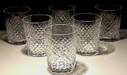 6 Vintage Waterford Crystal Alana Double Old Fashioned Tumbler Glasses 4 3/8