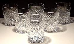 6 Vintage Waterford Crystal Alana Double Old Fashioned Tumbler Glasses 4 3/8