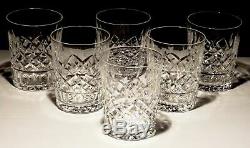 6 Vintage Waterford Crystal Lismore Double Old Fashioned Glasses 4 3/8 Ireland