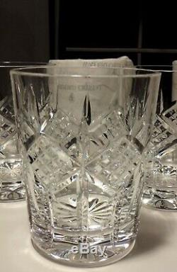6 Waterford Crystal Grainne Double Old Fashioned Tumbler Glasses 4 3/8