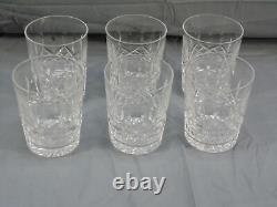 6 Waterford Crystal Lismore Double Old Fashioned Rock Glasses Set 4 3/8 Tall