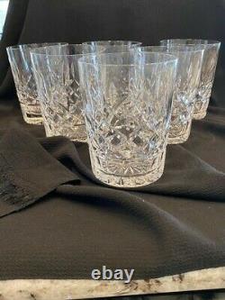 6 Waterford Crystal Lismore Double Old Fashioned Tumblers, 4 3/8, mint