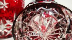 6 Waterford Crystal Snow Crystal Double Old Fashioned Glasses Ruby Red 4 3/8