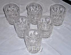 6 Waterford Lismore Double Old Fashioned Tumblers, 4 3/8 Tall, Signed