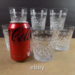 6 Wedgwood Crystal Cheslyn Double Old Fashioned Tumblers 4 Tall VGC