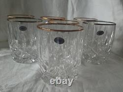 7 GORHAM Crystal Lady Anne 4 Gold Double Old-Fashioned Glass NEW WITH TAGS