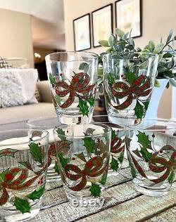 7 Lenox Double Old Fashioned Christmas Holiday Plaid Ribbon Glassware