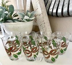 7 Lenox Double Old Fashioned Christmas Holiday Plaid Ribbon Glassware