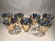 7 MCM Culver CARNIVAL Gold and Turquoise 3? Double Old-Fashioned Glasses