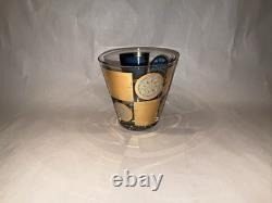 7 MCM Culver CARNIVAL Gold and Turquoise 3? Double Old-Fashioned Glasses