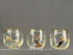 7 Vtg Ned Smith WATERFOWL Optic 3 1/2 14 Oz Double Old-Fashioned Roly Glasses
