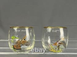 7 Vtg Ned Smith WATERFOWL Optic 3 1/2 14 Oz Double Old-Fashioned Roly Glasses