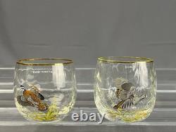 7 Vtg Ned Smith WATERFOWL Optic 3 1/2 14 Oz Double Old-Fashioned Roly Glasses