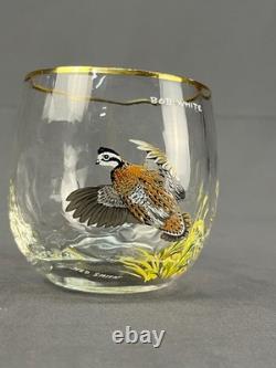 7 Vtg Ned Smith WATERFOWL Optic 3 1/2 14 Oz Double Old-Fashioned Roly Glasses