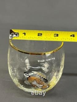 7 Vtg Ned Smith WATERFOWL Optic 3 1/2 14 Oz Double Old-Fashioned Roly Glasses