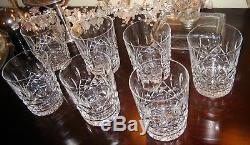 7 Waterford Crystal Lismore Double Old Fashioned Glasses 4 3/8 Ireland 12 Oz