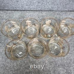 8Culver Frogs 22K Gold Double Old Fashioned Lowball Glasses MCM Mid Century
