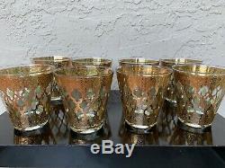 8 CULVER VALENCIA 1960s DOUBLE OLD FASHIONED 10 oz. GLASSES MAN CAVE BAR SET