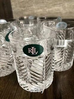8 Eight Ralph Lauren HERRINGBONE DOF Double Old Fashioned Drinking Glasses NWT