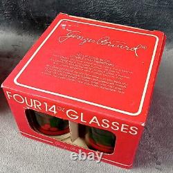 8 MCM Georges Briard Holly Double Old Fashioned Glasses USA Made 14oz Christmas