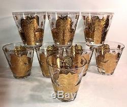 8-Mid Century Modern George Briard Gold Fruit Glasses Double Old Fashioned set