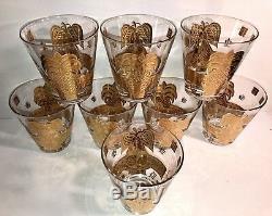 8-Mid Century Modern George Briard Gold Fruit Glasses Double Old Fashioned set