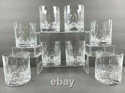 8 Mikasa Petit Points Double Old Fashioned Glasses Set Crystal Whiskey Barware