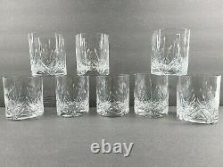 8 Mikasa Petit Points Double Old Fashioned Glasses Set Crystal Whiskey Barware