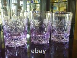 (8) NEW Waterford SNOWFLAKE Cut To Clear Lavender Double Old Fashioned Glasses