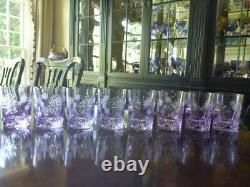 (8) NEW Waterford SNOWFLAKE Cut To Clear Lavender Double Old Fashioned Glasses