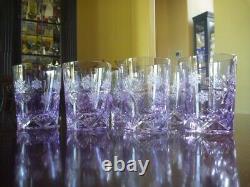 (8) NEW Waterford SNOWFLAKE Cut To Clear Lavender Double Old Fashioned Glasses