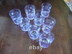 (8) NEW Waterford SNOWFLAKE Cut To Clear Lavender Double Old Fashioned Glasses